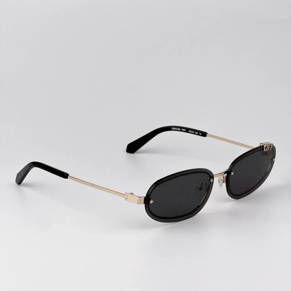 Off-White MIAMI Men Sunglasses – Gold Oval Frame with Grey Lenses | Model
